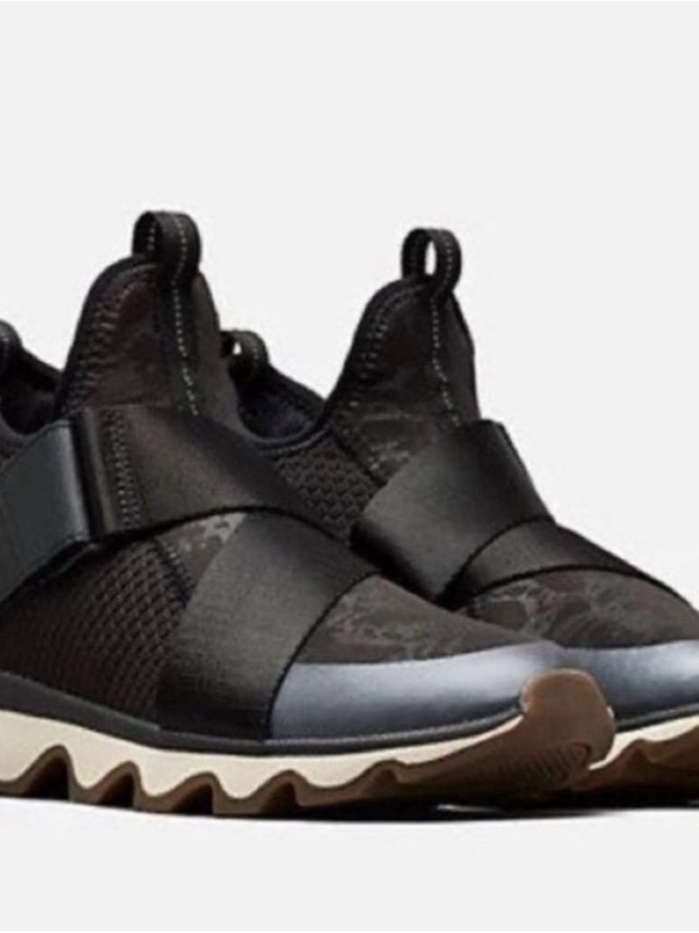 Sorel Black Slip-On Sneakers with Crisscross Straps